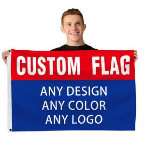 Drapeau personnalisé grand format double face 3x5 en polyester 90x150cm, bannière promotionnelle extérieure 100% polyester avec logo - Product Image 1