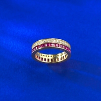 Bague de fiançailles en argent S925 à double rangée de zircons pour mariage - Cadeau tendance
