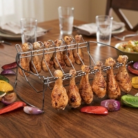 Support de rôtissage multifonctionnel pliable en acier inoxydable pour cuisses de poulet, broche verticale et panier de barbecue