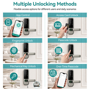 Serrure de porte intelligente SJJ WiFi Direct avec caméra de visiophone, application Tuya, empreinte digitale, clavier, <span class=keywords><strong>carte</strong></span>, interphone, déverrouillage à distance pour portes en aluminium/bois, Cloud - Product Image 2