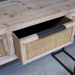 Console minimaliste américaine à 3 tiroirs, plateau en bois avec base en métal, meubles pour la maison, chambre à coucher, salon, également pour les hôtels - Product Image 3