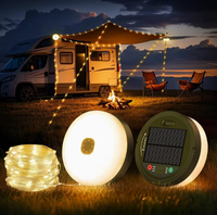 Guirlandes lumineuses solaires rétractables portables, rechargeables par USB, étanches, 8 modes, pour le camping, la tente, le camping-car, le jardin, la décoration extérieure
