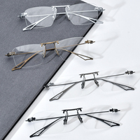 Gafas Borregls sin montura de titanio para hombre, diseño de marca, montura ultraligera, gafas cuadradas sin marco para mujer, gafas ópticas 185914