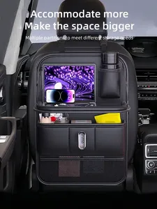 Sac de rangement de luxe en cuir pour dossier de siège de voiture avec fonction de suspension et petite table intégrée, 1 compartiment SN-3120 - Product Image 5