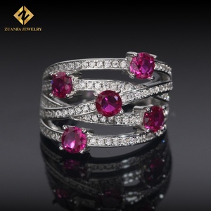 แหวนเงิน S925สำหรับผู้หญิงเครื่องประดับแหวนฝังเพชรสีแดงสง่างามและมีสไตล์ - Product Image 2