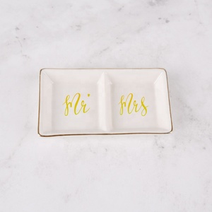 Modern Style Ceramic Mr. &amp; Mrs. Jewelry Display Dish - Ceramic <strong>Ring</strong> Dish and Decorative Trinket <strong>Plate</strong> - Product Image 6
