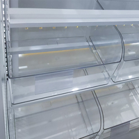 Étagère de supermarché gondole à panneaux transparents simple et double face, présentoir léger en métal et bois pour usage en magasin