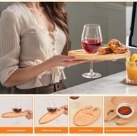 Plateaux à fromage ovales miniatures en bois naturel, planches à charcuterie en bois avec porte-vin, assiettes à apéritifs pour les fêtes