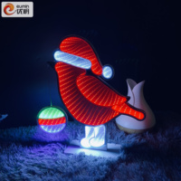 Vente flash : Miroir lumineux décoratif d'intérieur de 15 pouces, effet infini, 5V, 3 piles AAA, boîte à piles, oiseau Robin européen, pour la maison, le bureau, le taxi, Noël