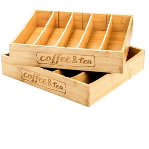 กล่องเก็บชาและกาแฟไม้ไผ่ 6 ช่อง ความจุขนาดใหญ่ สำหรับจัดระเบียบบนโต๊ะ สำหรับใส่แคปซูลกาแฟและถุงชา - Product Image 5