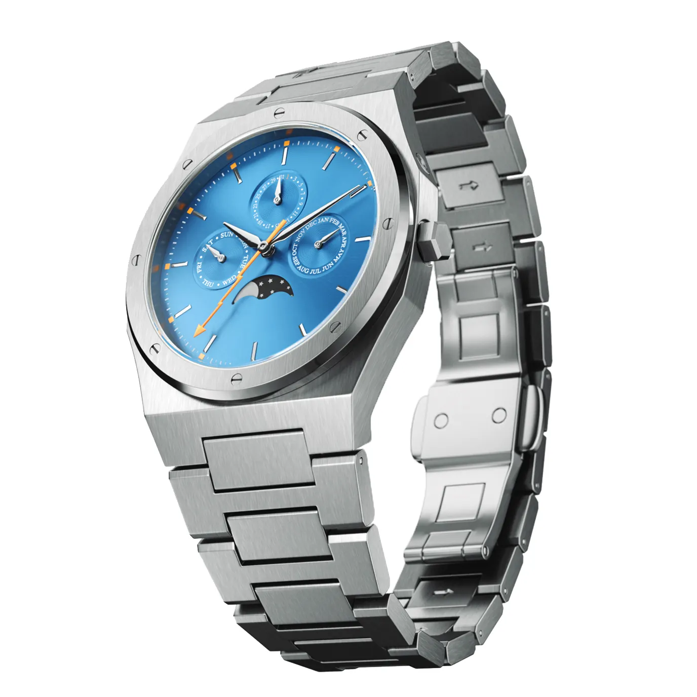 OEM Ultra sottile minimalista fasi lunari nuovi orologi cronografo da uomo alla moda orologi stampati personalizzati