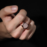 Anillo de Hombre de Alta Gama con Incrustaciones de Circonio Estilo Cruz, Chapado en Oro de 18k, Estilo Hip-hop Punk AP, Venta al por Mayor