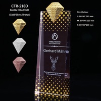 Trophées personnalisés en cristal K9 incliné avec gravure, trophée en verre avec étoile en métal et diamant pour cadeau d'affaires
