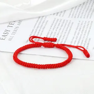 Moda fatta a mano cordino di corda intrecciato intrecciato macramè braccialetto nodo regolabile gioielli fatti in casa per la vendita
