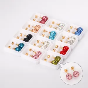 Wholesale Price Earring for Babies Colorful Shiny Diamond Zircon Metal Stud Earring for Women Stainless steel Kids Earring Sets