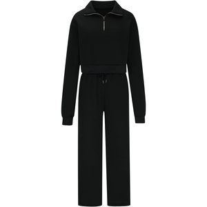 Conjunto de Sudadera y Pantalones de Chándal de 2 Piezas para Mujer, Sudadera Oversize con Media Cremallera, Pantalones Anchos, Chándal Informal Transpirable de Diseño Sencillo - Product Image 6