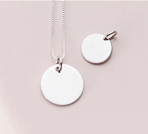 Collar de Plata de Ley 925 con moneda de disco de diseño Simple para joyería colgante grabada con nombre - Product Image 4