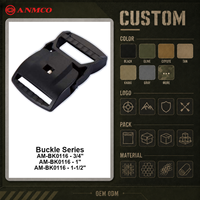 ANMCO Boucles de ceinture tactiques réglables en plastique avec logo personnalisé 20mm 25mm 38mm 50mm pour sac à dos et gilet tactiques