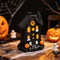 Décorations de fête d'Halloween transfrontalières : Ornements en résine personnalisables, versions lumineuses, maisons hantées, citrouilles, fantômes – Meilleures ventes