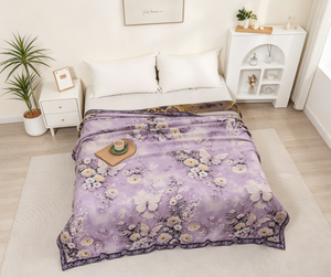 Couverture de lit écologique en chanvre pour usage domestique toute saison 220cm*240cm Danse des fleurs papillon Rêve - Product Image 3