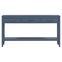 Table console en bois rustique 2025 Offre Spéciale à 3 tiroirs noir et bleu pour entrée