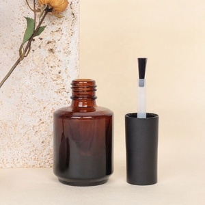 15ml Transparent Amber Matte Black <b>Round</b> Glass Nail Polish Bottle with <b>Brush</b> Lid Empty Gel Polish Containers - Product Image 3