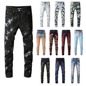 กางเกงยีนส์ผู้ชายสไตล์ลำลองใหม่ 824 แบบ สำหรับฤดูร้อนและฤดูใบไม้ผลิ สไตล์ Y2K แต่งลายดาว กางเกงยีนส์เดนิมสั่งทำ กางเกงยีนส์ทรงสแต็ค กางเกงยีนส์ขาด - Product Image 1
