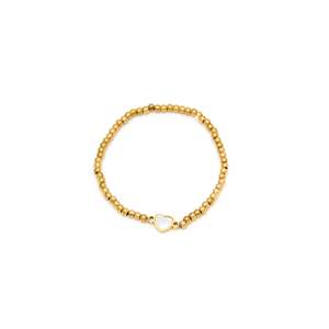 Fashion <b>Beaded</b> <b>Bracelet</b> 316L Stainless Steel PVD <b>Gold</b> Plating Heart Charm Women's Jewelry - Product Image 1