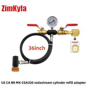 Estación de Recarga de CO2 para Cilindro Carbonatador Sodastream Tr21-4 con Manómetro de 250 Bares, Manguera Negra de 36 Pulgadas - Product Image 5