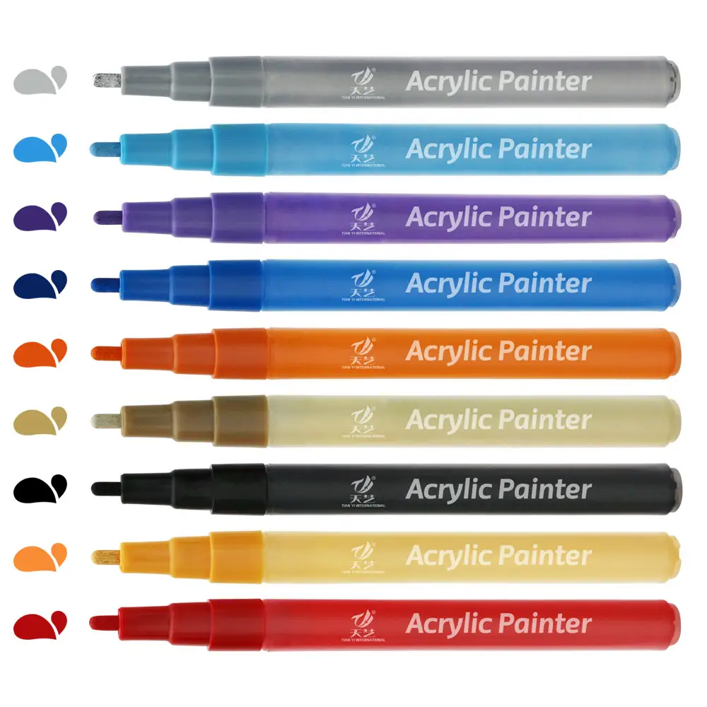Высококачественные акриловые ручки для краски, на водной основе, 24 цвета, средняя точка, отлично подходят для стекла, камня, бумаги, керамики, пластика
