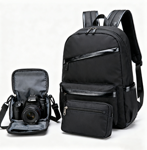 Nhà Sản Xuất Nylon Chống Thấm Nước Và Da Kỹ Thuật Số Bánh Máy Ảnh Túi Chuyên Nghiệp Dslr Nhiếp Ảnh Ba Lô - Product Image 5