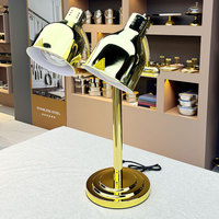 Lampe chauffante électrique de luxe en acier inoxydable, double finition or/or rose/argent, équipement de buffet commercial pour restaurants et hôtels