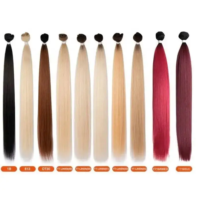 Faser Synthetisches Haar Ombre Farbe hitzebeständige Synthetisches Haar Bündel natürliches schwarzes Maschinen-Doppelgewebe-Haarverlängerungen