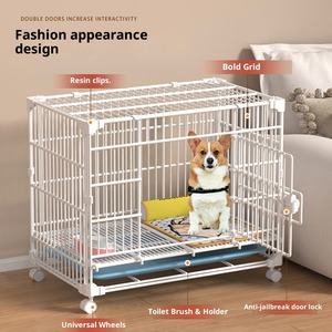 <span class=keywords><strong>Cage</strong></span> pour petit chien d'intérieur à roulettes de haute qualité, en fil de fer, motif solide, fermeture à bouton, respectueuse de l'environnement, <span class=keywords><strong>cage</strong></span> pour animaux de compagnie pour toutes les saisons - Product Image 4