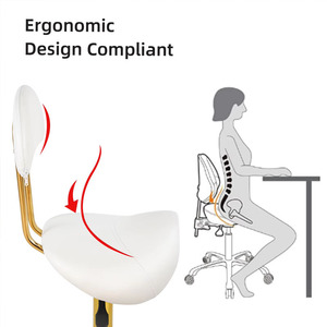 Saddle <b>Stool</b> with Back Support Ergonomic Barber Gold Chair with <b>Wheels</b> Hydraulic <b>Stool</b> for Tattoo Salon Shoppe Spa - Product Image 5