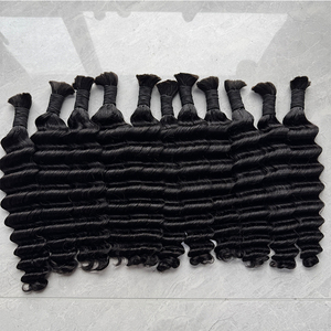 Human Hair Deep Wave Bulk Hair No Weft Natural Black Soft Smooth Texture For <b>Braiding</b> <b>Wig</b> Making Bulk Order - Product Image 4