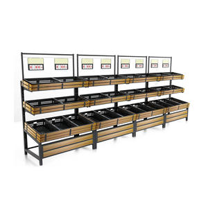 Estante de Exhibición de <span class=keywords><strong>Metal</strong></span> y Madera para Frutas y Verduras para Supermercado - Product Image 2
