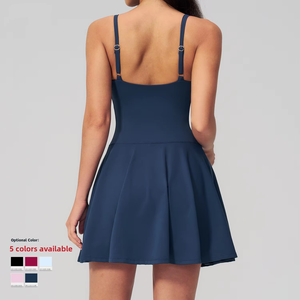 Robe de tennis pour femme avec poche latérale, anti-déchirure, séchage rapide, respirante, pour la course, le fitness, le yoga, tenue de padel - Product Image 2