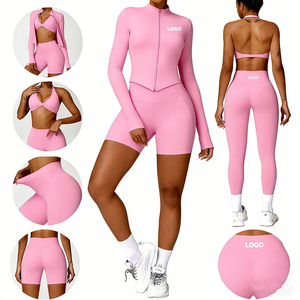 Abbigliamento Sportivo da Donna Personalizzato OEM, Top Corto Aderente <span class=keywords><strong>con</strong></span> Logo, <span class=keywords><strong>Pantaloni</strong></span> Casual per Fitness e Yoga - Product Image 1