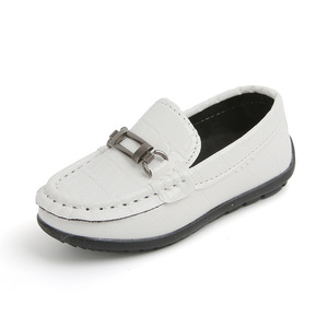 Mocasines Infantiles de Estilo Retro Británico para Otoño y Primavera, Zapatos Casuales de Cuero de Una Sola Pieza, Sin Cordones, Blancos/Negros/Marrones, de Caña Baja - Product Image 1