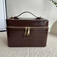 Sac de toilette portable en cuir PU effet crocodile, nouvelle collection, couleurs tendance, pour femmes, pour ranger les cosmétiques
