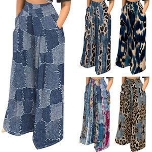 <span class=keywords><strong>Pantaloni</strong></span> Larghi Stampati da Donna Multicolore Stile Boho Patchwork Casual <span class=keywords><strong>con</strong></span> Tasche - Product Image 1