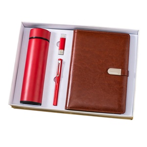 Regali aziendali 6 in 1 Logo personalizzato copertina in pelle diario con penna e scatola e Set regalo Usb + Power Bank + fiaschetta - Product Image 4