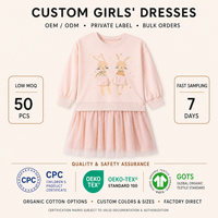 Robe de fête au crochet pour bébé fille, en coton, respirante, écologique, longueur genou, personnalisable ODM, collection printemps