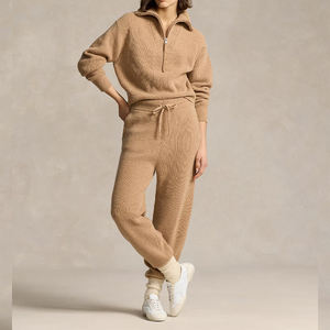 Pantaloni personalizzati in lana Cashmere <span class=keywords><strong>a</strong></span> coste Jacquard <span class=keywords><strong>a</strong></span> gamba larga per maglione autunno inverno pantaloni lavorati <span class=keywords><strong>a</strong></span> maglia da donna - Product Image 4