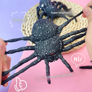 Jouet anti-stress réaliste en forme d'araignée noire moderne, accessoires de farce, design original, jouet extensible en plastique, jouet à presser anti-stress - Product Image 5