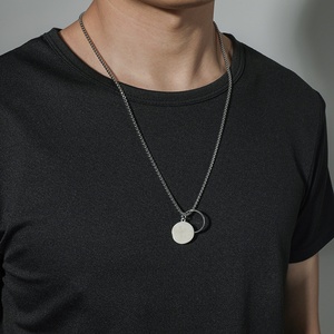 Collana Lunga Unisex Hip Hop in Acciaio Inossidabile con Catena a Maglia Diamantata Semplice, Stile Bambù, con Anello e Ciondolo Incidibile - Product Image 6