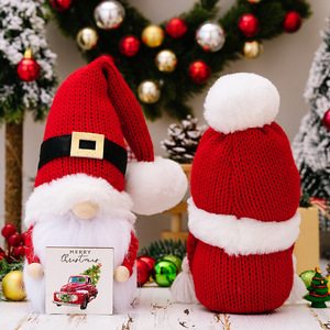 Poupée sans visage Gnome de Noël avec <span class=keywords><strong>lunettes</strong></span> Décoration de joyeux Noël Poupée en peluche Rudolph nain rouge - Product Image 5
