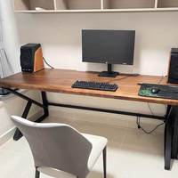 Escritorio Doble de Madera Maciza para Computadora, Estación de Trabajo Larga para Dormitorio u Oficina en Casa, Escritorio para Dos Personas para Estudio y Juegos