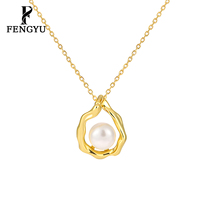 Colliers pendentifs en perles irrégulières en or 18 carats pour femmes, chaînes de mode en argent sterling 925, bijoux en gros